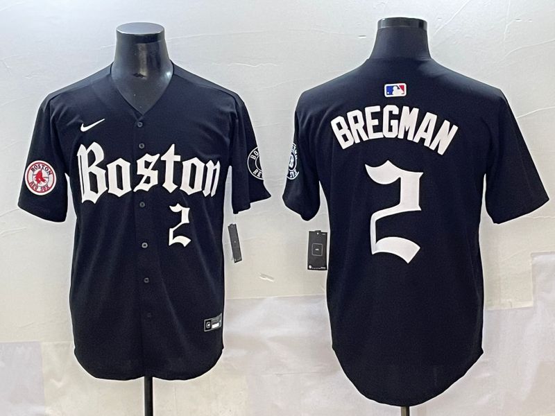 Men 2025 Boston Red Sox #2 Bregman Black Five generations Joint Name Nike MLB Jersey style 14